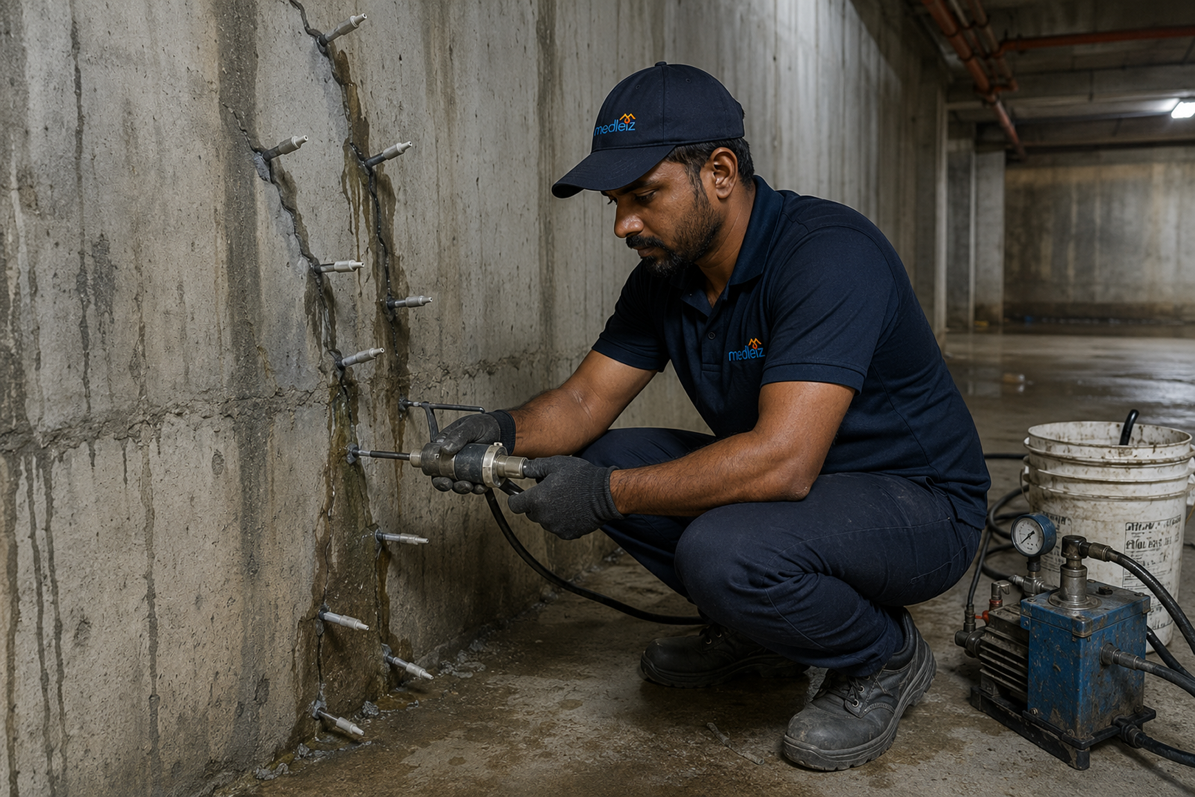 Basement cracks rectification work